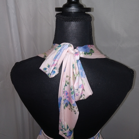 ZARA Light Pink Halter Neck Open Back Ruched Bodycon Mini Dress Womens Medium - Picture 11 of 15